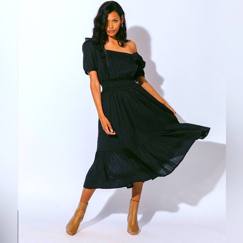 Cleobella Shanya Midi Dress in Black Size Small
